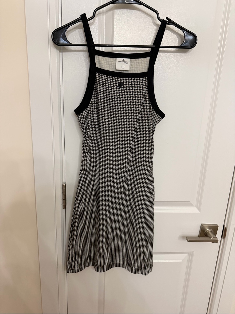 Courreges Black & White Houndstooth Tank Mini Dress